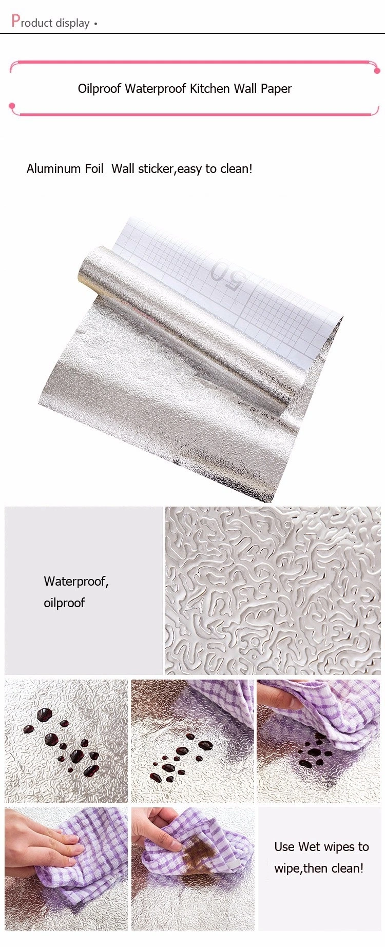 Embossed Stucco Aluminum Foil for Wall Cabinet Aluminum Foil Kitchen Oil Proof Sticker Waterproof Self Adhesive Cupboard Stove Cabinet Wall Sticker